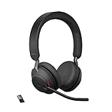 Jabra Evolve2 65 Wireless PC Headset – Noise Cancelling Microsoft Teams Zertifizierte Stereo Kopfhörer mit langer Akkulaufzeit – USB-A Bluetooth Adapter – Schwarz